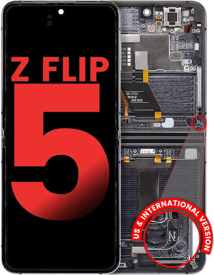 Ansamblu OLED intern cu ramă Samsung Galaxy Z Flip 5 5G US și internațional aftermarket Plus Graphite