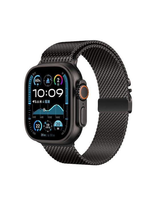 Apple Watch 42mm 41mm 40mm 38mm Xdfind Чадър Катарама Fine Mesh Milanese Неръждаема стомана Черен