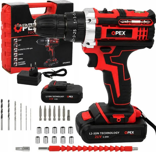 Opex Tools OPX28033 Ударен Акумулаторен Дрел-Винтоверт 21V 2x1.5Ah