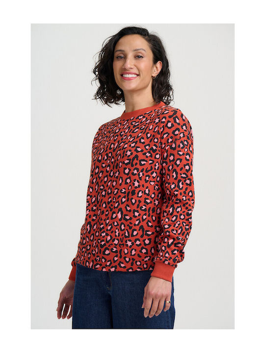Damen Bluse Tierdruck Rost