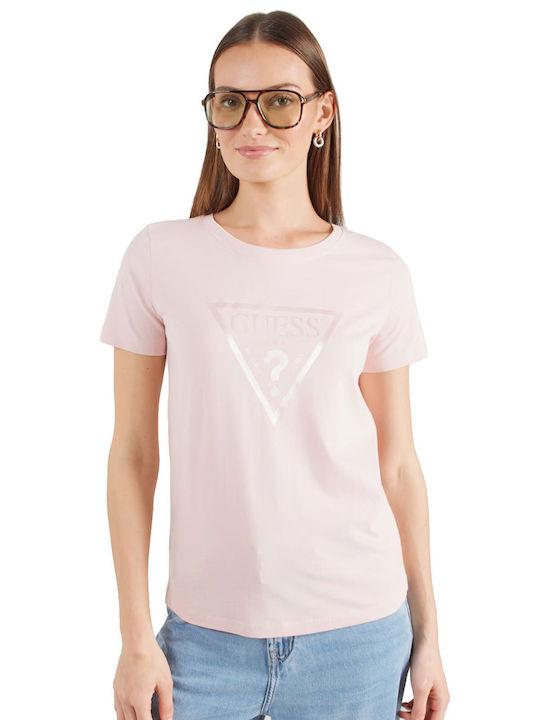 Guess Triangle Damen T-Shirt Rosa