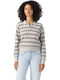 Damen-Pullover aus Baumwolle, Langärmelig, Gestreift, Grau
