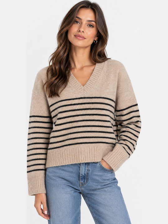 Damen Pullover Wolle Beige