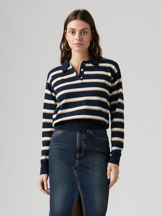 Levi's Damen Pullover Gestreift Marineblau