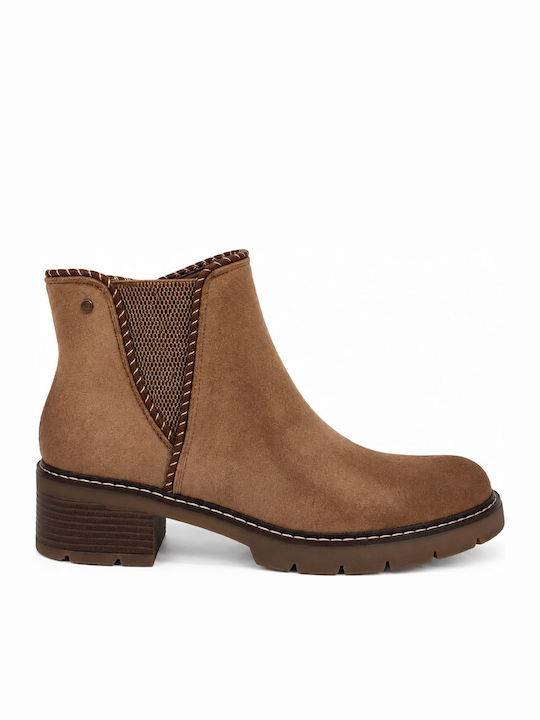 Suede Damen Chelsea-Stiefel Khaki