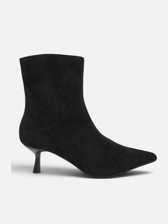 Ghete Dama Ankle Boots De Catifea Negru