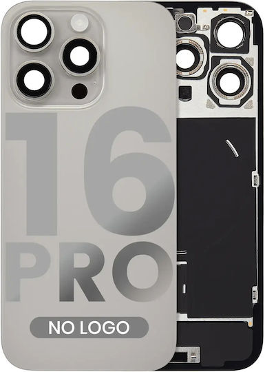 Back Glass W Magsafe Magnet & Nfc & Flashlight Flex Iphone 16 Pro No Logo Aftermarket Natural Titanium