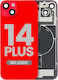 Back Glass W Magsafe Magnet & Nfc & Flashlight Flex Iphone 14 Plus Aftermarket No Logo Red