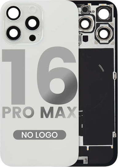 Back Glass W Magsafe Magnet & Nfc & Flashlight Flex Iphone 16 Pro Max No Logo Aftermarket White Titanium