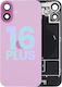 Back Glass W Magsafe Magnet & Nfc & Flashlight Flex Iphone 16 Plus Service Pack Pink