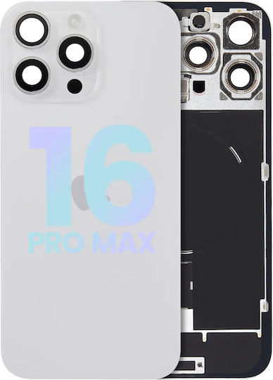 Back Glass W Magsafe Magnet Und Nfc Und Taschenlampe Flex Für iPhone 17 Pro Max Service Pack Weiß Titanium