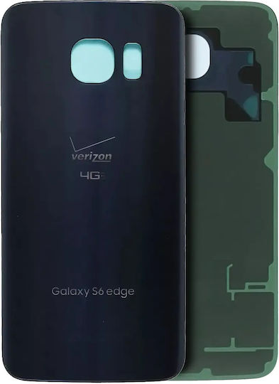 Rückseite Glas Samsung Galaxy S6 Edge Verizon Logo Service Pack Schwarz Saphir