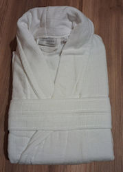 Hotelbademantel Velours Streifen 100% Baumwolle 420gsm Weiß L-xl