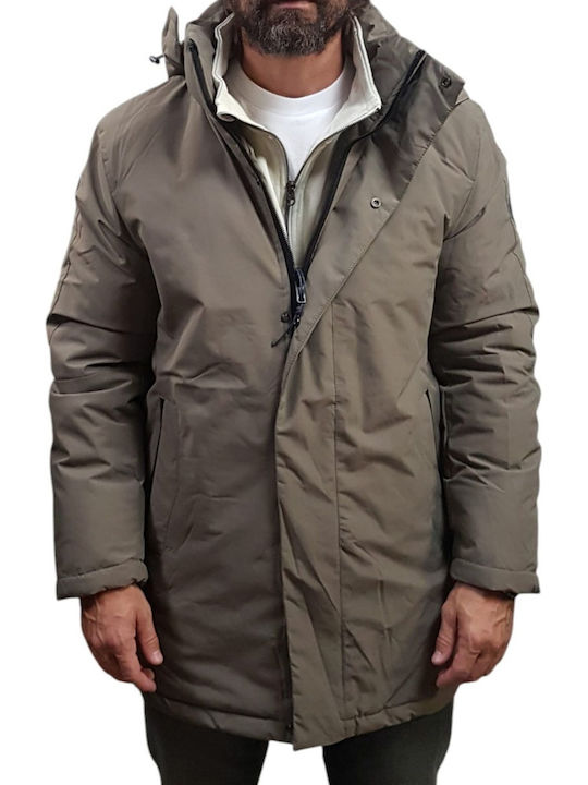 Geacă De Piele De Iarnă Khaki