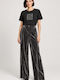 Women's High Waist Fabric Trousers Grey