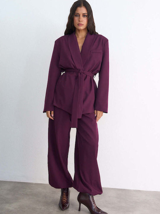 Decoro Women's Burgundy Set with Balloon Leg Tr...