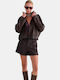 Γυναικείο Biker Jacket Καφέ