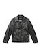 Damen Leder Biker Jacke Schwarz