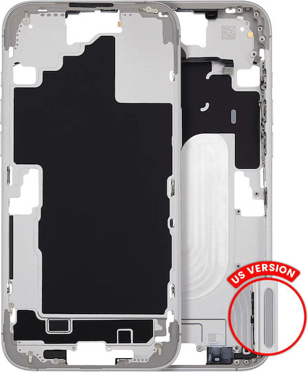 Mid-frame Housing Power Volume Button Iphone 16 Plus Us Version Aftermarket Plus White