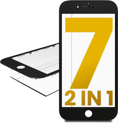 2 In 1 Front Glass + Frame Pre-installed Iphone 7 Black 2 Pack