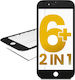2 In 1 Front Glass + Frame Pre-installed Iphone 6 Plus Black 2 Pack