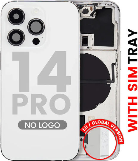 Back Housing W Small Parts Iphone 14 Pro Eu Global Version Aftermarket Plus Silver