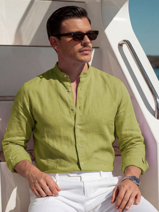 Panda Clothing Long Sleeve Linen Shirt in Regul...