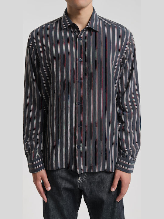 Long Sleeve Striped Shirt Blue