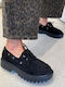 Suede Damen Mokassins in Schwarz Farbe
