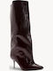 Cizme din lac Croco Bordo cu toc Stiletto