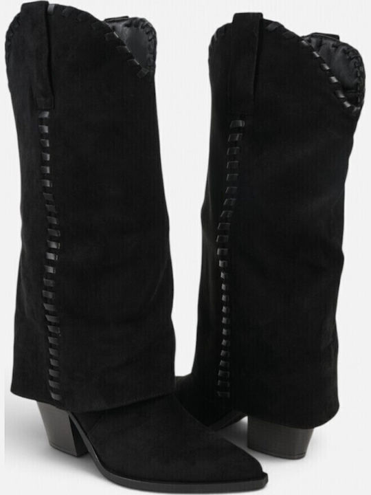 Suede Women's Cowboy Black Boots