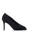 Leder Peep Toe Pumps mit Stilettoabsatz & Riemchen Schwarz