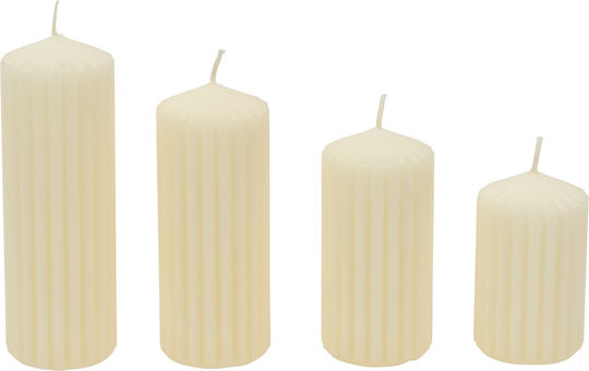 Σετ 4 Τεμ Κεριά Στρογγυλά Ivory 8 10 12 14 Εκ Σετ 4 Τεμ Κεριά Στρογγυλά Ivory 8 10 12 14 Εκ