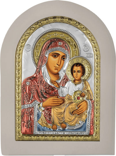 Saint Icon Panagia of Jerusalem 7.5x9.5 White
