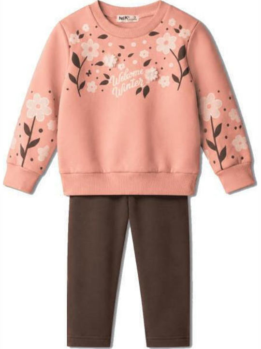 Nek Kids Wear Kids Sweatpants Set Pink 2 Pieces