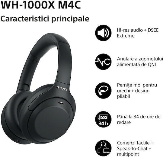 Sony WH-1000XM4C Wireless Bluetooth Over Ear Headphones with 27 Hours Playing Time Black