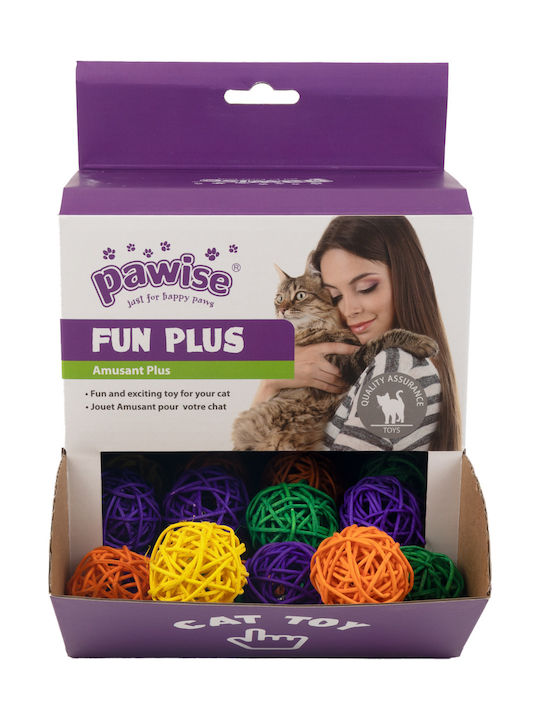 Pawise Fun Plus Set 36 Globuri Din Salcie Naturală Clopoțel Jucărie De Vânătoare Interactivă Pentru Pisici
