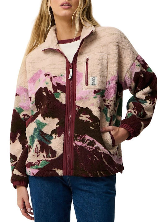 Damen Strickjacke mit Reissverschluss Dunkles Pflaume