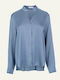 Langärmeliges Damen-Satin-Hemd Hellblau
