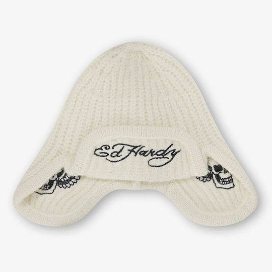 Beanie Unisex Knitted Beanie in Ecru Colour