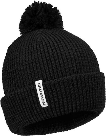 Pom Pom Beanie Damen Strickmütze in Schwarz