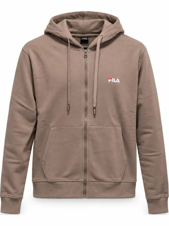 FILA Women's Hooded Fleece Cardigan Brown