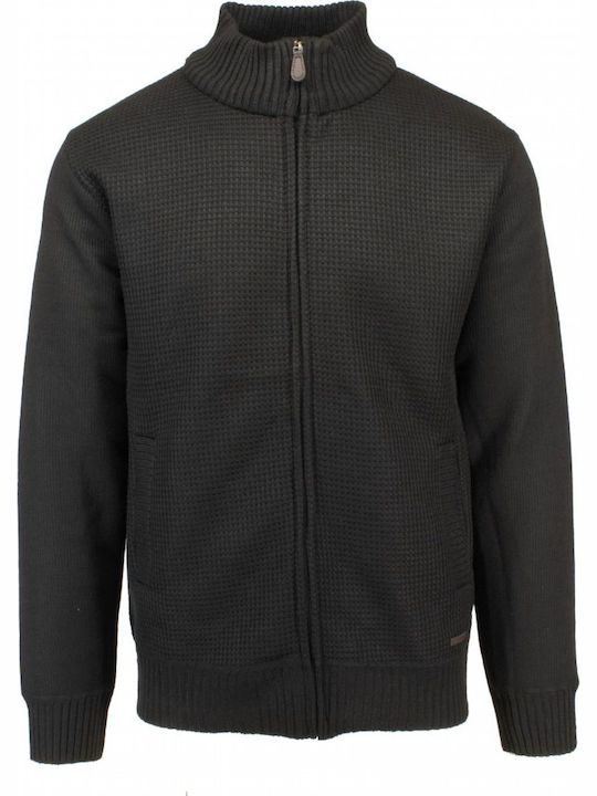Lexton Herren Gestrickte Kapuzen-Jacke Schwarz