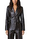 Matchbox Γυναικείο Δερμάτινο Μεσάτο Σακάκι Brown