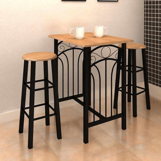 Bar Table with 2 Stools 55x72.5cm