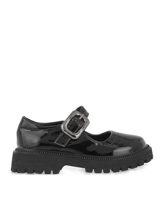 Kids Ballerinas with Hook & Loop Closure Patent Leather Black