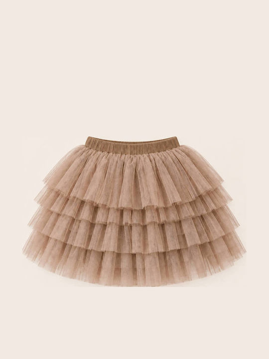 Kids Tulle Tulle Beige Skirt
