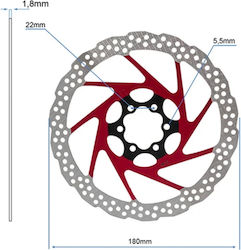Дискова Спирачка Ewheel 6 Болт 180мм Червена