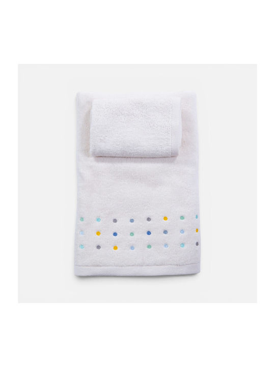 Nef-Nef Homeware Set Babyhandtücher 2 Stück Dots Ecru/Blau 70x140cm Gewicht 420gr/m²
