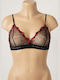 Ladym Damen Bralette Spitze Schwarz Rot